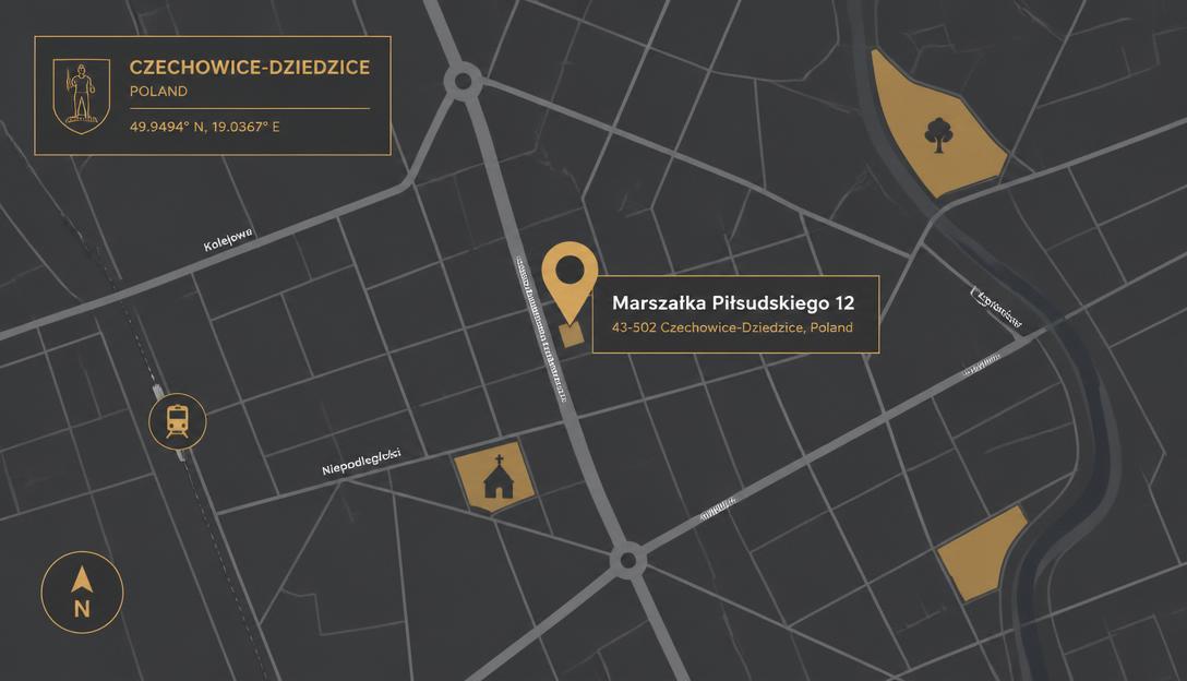 Mapa z zaznaczoną lokalizacją Kebab Tasty Bite przy ul. Marszałka Piłsudskiego 12